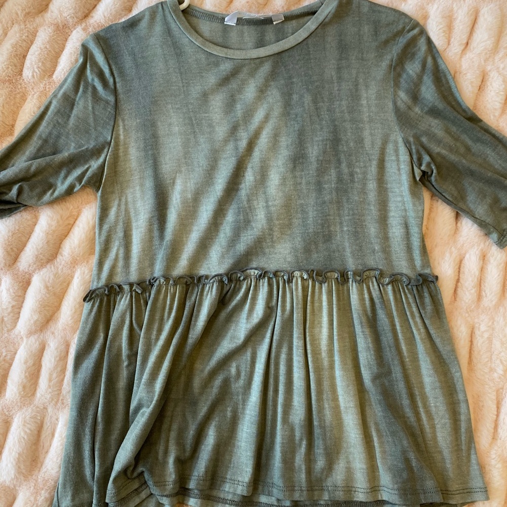 Army Green Peplum Top | Size S | Never Worn
